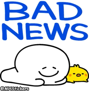 😑 BAD NEWS triste, notícias, ruim, desenho animado, personagem, fofo telegram sticker