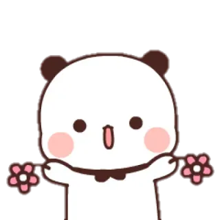 🌼 oso, panda, lindo, flor, dibujos animados, pegatina whatsapp sticker