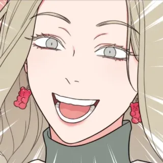 🐚 mujer, osito de goma, sonrisa, dibujo animado whatsapp sticker