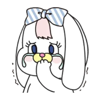 😢 menangis, sedih, kelinci, imut, air mata, kartun, binatang telegram sticker