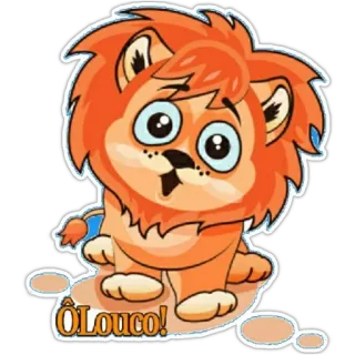 😯 Ô! Louco! leone, cartone animato, carino, animale, adesivo, divertente telegram sticker