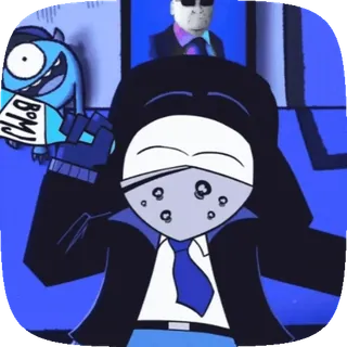 🤤 B.M.J Agente, Azul, Acción, Dibujos animados, Máscara telegram sticker