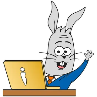👋 Hase, Computer, Cartoon, Tier, Laptop, Karotte telegram sticker
