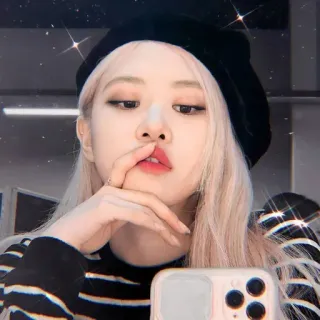 🌹 Rose kpop, Rose, Blackpink, cantante, mujer, boina, selfie whatsapp sticker