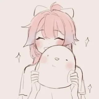 😁 Anime, Carino, Ragazza, Rosa, Schizzo, Cartone animato telegram sticker