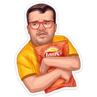 😒 homme, Lay's, chips, snack, nourriture, drôle, personnage telegram sticker