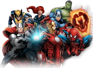 💎 marvel, supereroi, avengers, iron man, hulk, capitan america, thor, spider-man, wolverine telegram sticker