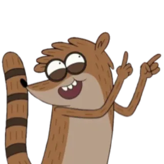 😏 Rigby Regular Show kreskówka, Rigby, środkowy palec, Zwyczajny serial, animowany, obraźliwy telegram sticker
