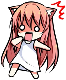 ⁉ Anime, Dessin animé, Fille chat, Choqué, Surpris, Kawaii telegram sticker