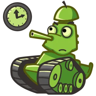 ⏰ panzer, cartoon, militär, zeit, grün, fahrzeug whatsapp sticker