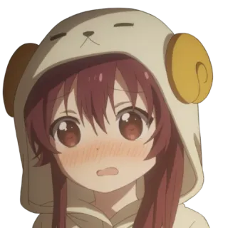 😳 Anime, Cô gái, Áo hoodie, Dễ thương, Đỏ mặt, Xấu hổ whatsapp sticker