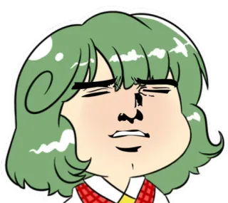 😫 Meme, Divertente, Faccia, Espressione, Cartone animato, Personaggio, Capelli verdi telegram sticker