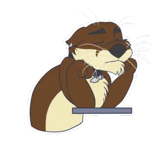 😐 otter, tier, säugetier, cartoon, niedlich, entspannend whatsapp sticker