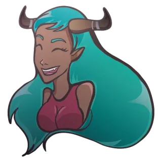 😆 démon, monstre, fantaisie, fille, cornes, dessin animé whatsapp sticker