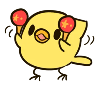 😀 oiseau, jaune, mignon, maracas, dessin animé, animal whatsapp sticker