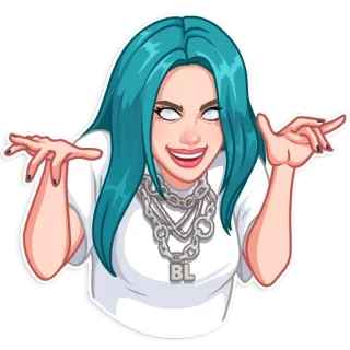 👻 BL osoba, kreskówka, wyraz, kobieta, zielone włosy telegram sticker