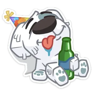 🍾 chien, fête, ivre, alcool, dessin animé, animal, célébration whatsapp sticker