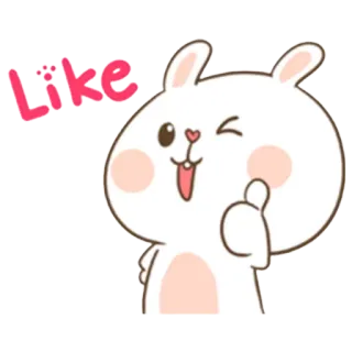👌 Like conejo, like, pulgar arriba, lindo, animal, positivo whatsapp sticker
