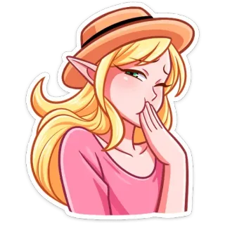 🤯 Аниме, Девушка, Эльф, Мультфильм, Милый, Шляпа, Блондинка telegram sticker