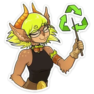 🔃 nhân vật, fantasy, tái chế, xanh lá, sừng, faun, satyr telegram sticker