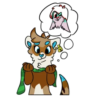 💭 cartoon, animal, cute, ferret, thought bubble, character, sticker telegram sticker