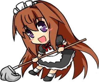 😃 maid, chibi, anime, manga, nettoyage, tâches ménagères, mignon whatsapp sticker