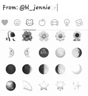 🖤 From: @bl_jennie Emoji, Księżyc, Kwiat, Serce, Hello Kitty, Samochód, Gwiazda telegram sticker