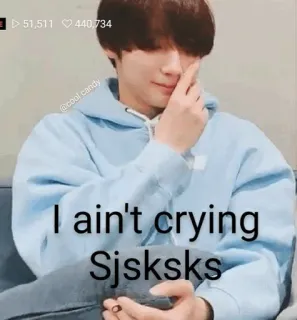 🌸 I ain't crying 
Sjsksks 밈, 우는, sjsksks, 웃긴, 감정적인, 인터넷 밈 telegram sticker