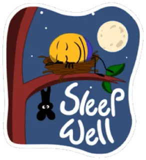💤 Sleep Well tidur, malam, bulan, kartun, kelelawar, cabang, sarang, lucu telegram sticker