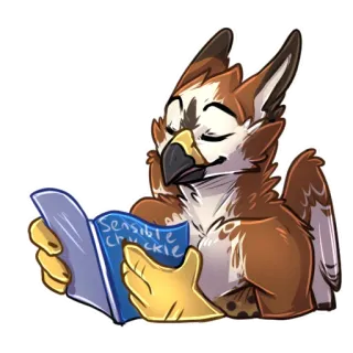 😙 Sensible Chuckle griffon, bird, reading, book, cartoon, animal telegram sticker