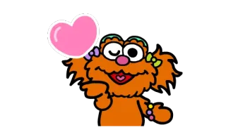 😜 Mooza Sesame Street Mooza, เซซามีสตรีท, มัพเพท, การ์ตูน, น่ารัก, หัวใจ, ขยิบตา telegram sticker