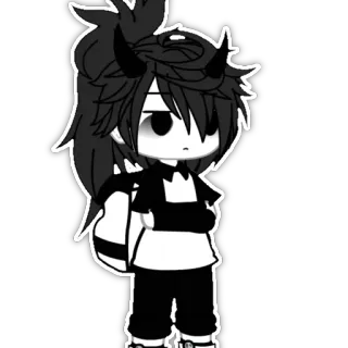 🗿 Anime, Charakter, Schwarzweiß, Dämon, Gacha telegram sticker