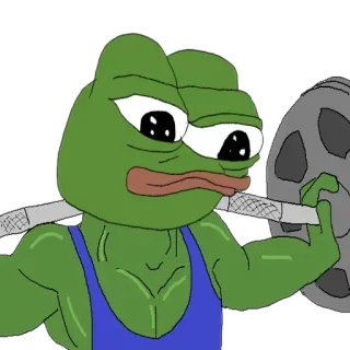 🏋️‍♂️ Pepe the Frog meme, pepe, frog, weightlifting, exercise, gym telegram sticker