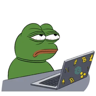 🙄 Pepe the Frog ペペザフロッグ, インターネットミーム, 暗号通貨, コンピューター, 悲しい, トレーディング, 仮想通貨 telegram sticker