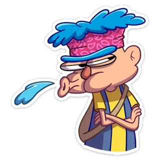😝 Dessin animé, Personnage, Cheveux bleus, Boudeur, Sticker telegram sticker