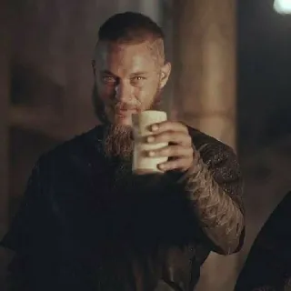 🩸 Ragnar Lothbrok Vikings ラグナル, ヴァイキング, キャラクター, 飲酒, 男, 髭, 歴史上の人物 telegram sticker