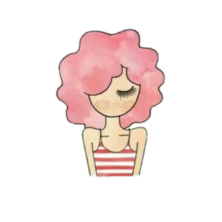 😊 ragazza, capelli rosa, carina, cartone animato, donna, illustrazione telegram sticker