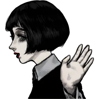 ✋ женщина, портрет, рука, иллюстрация, эскиз, черно-белое telegram sticker