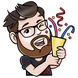 🎉 конфетти, праздник, вечеринка, мультфильм, мужчина, подмигивание telegram sticker