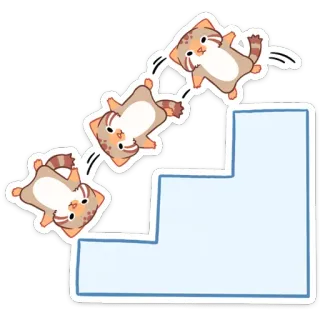 😨 gato, lindo, animales, cayendo, escaleras, dibujos animados telegram sticker