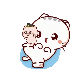 🐾 gato, porco, fofo, desenho animado, animal, adesivo whatsapp sticker
