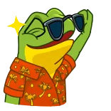 😉 ếch, kính râm, hoạt hình, động vật, mùa hè, ngầu telegram sticker