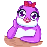 😊 ptak, fioletowy, zwierzę, kreskówka, słodki telegram sticker