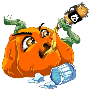 🍸 calabaza, halloween, cráneo, veneno, dibujos animados, bebida telegram sticker