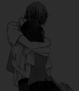 🖤 câlin, animé, manga, couple, affection, étreinte telegram sticker