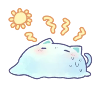 😓 kucing, matahari, panas, keringat, kelelahan, kartun, malas whatsapp sticker