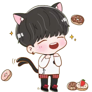 😃 Suga Suga
BTS kpop, bts, suga, niedlich, katze, donut, kawaii, cartoon, sticker telegram sticker