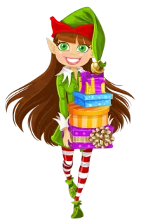 🎅 Elf คริสต์มาส, เอลฟ์, ของขวัญ, วันหยุด, น่ารัก, การ์ตูน whatsapp sticker