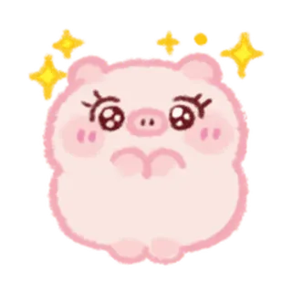 😅 귀여운, 돼지, 카와이, 반짝이, 분홍색, 사랑스러운 telegram sticker