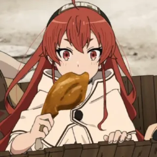 🍗 anime, cô gái, đồ ăn, gà, ăn telegram sticker